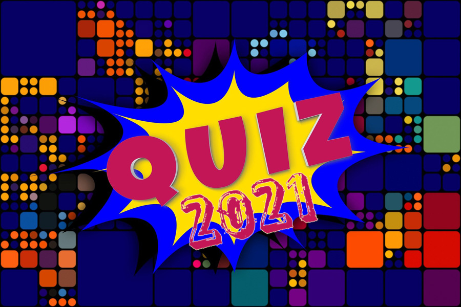 Quiz 2021 text on colourful background